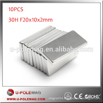 2016 Hot Sale 30H Block F20x10x2mm Rare Earth Magnet for Sale